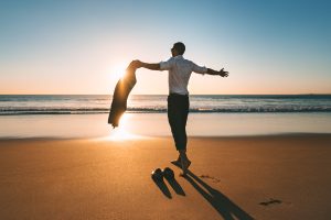 Life Is Good. Successful Man Enjoying Life And Freedom. Work Lif