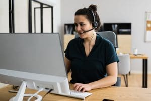 Virtual Personal Assistant Woman Making Video Conference Call