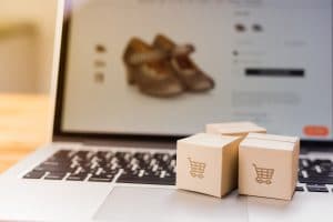 Online Shopping - Paper Cartons Or Parcel With A Shopping Cart L