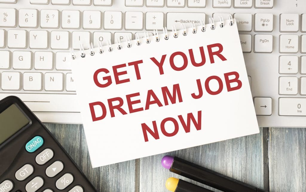 Get Your Dream Job Now text on screen