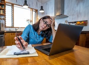Stressed Business Woman Working from Home