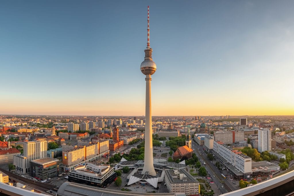 Berlin, Germany - May 18, 2019: Berlin TV Tower at Alexander Pla