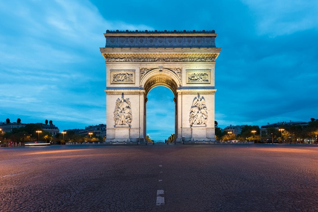 Arc de Triomphe and Champs Elysees