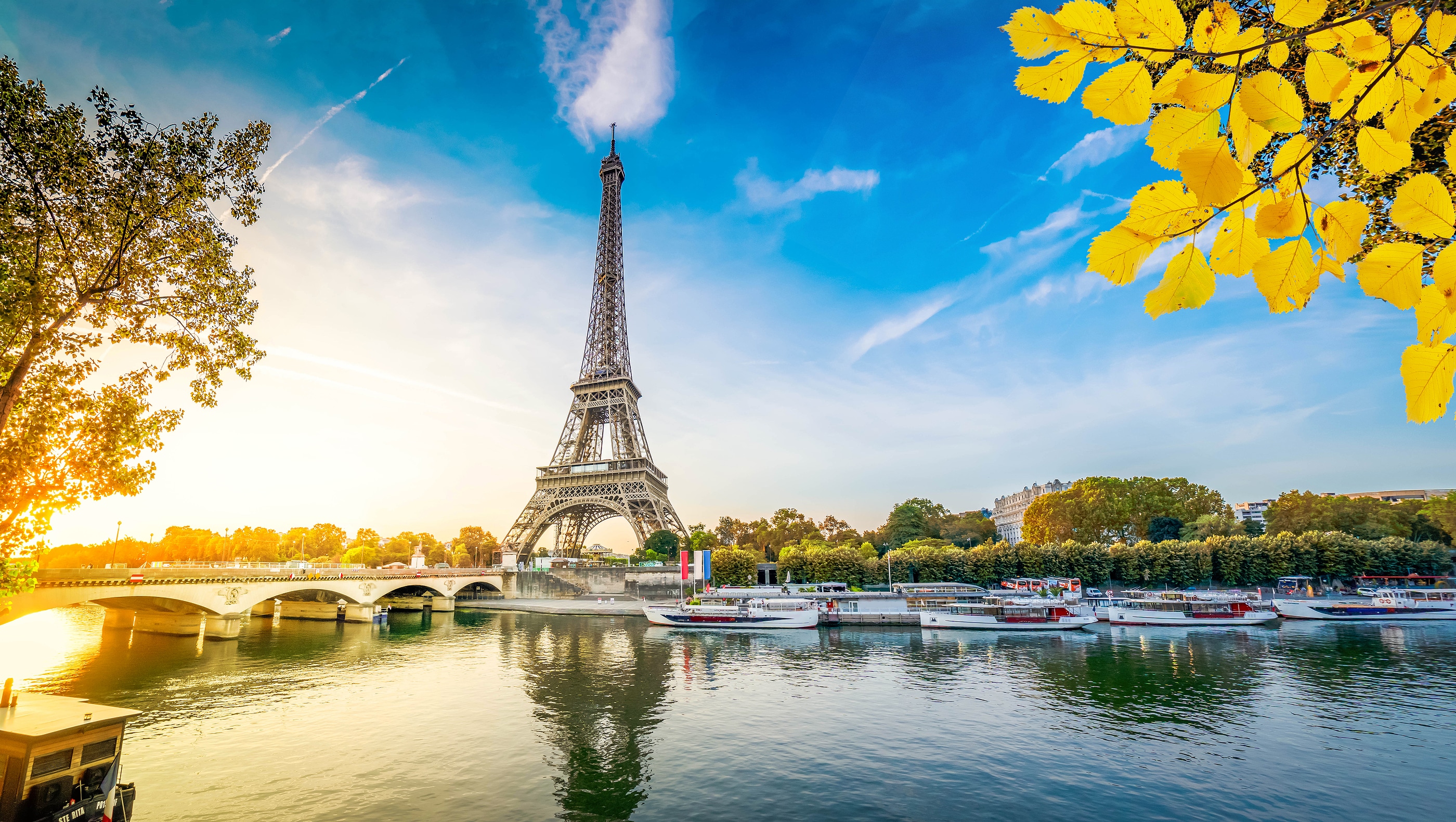Paris Eiffel Tower and river Seine