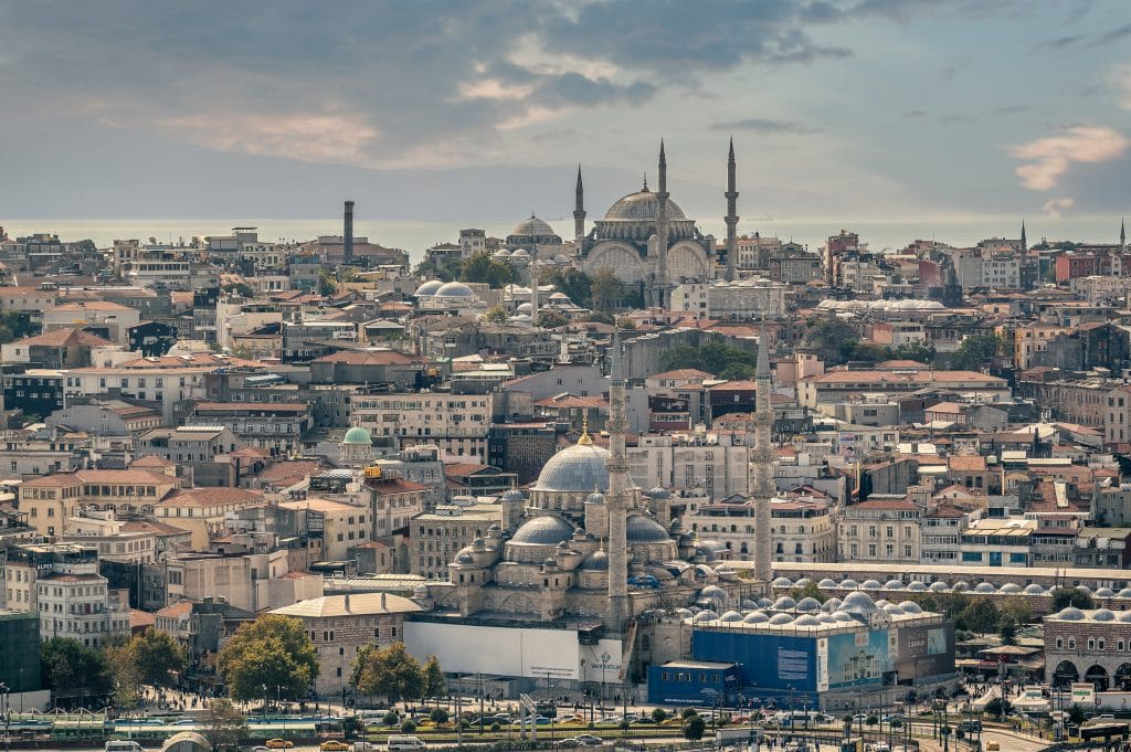Istanbul, Turkey - October 12 ,2021: Istanbul City View On Mosqu