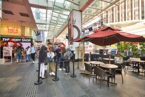 KUALA LUMPUR, MALAYSIA - JANUARY 18, 2020: people stand in line waiting for the grand opening of Sephora store at Fahrenheit 88 shopping mall in Kuala Lumpur.