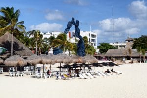 PLAYA DEL CARMEN, MEXICO - DEC 24, 2012: Tourists enjoy Cabanas at the popular cruise ship stop on Mexicos, Yucatan Peninsula.