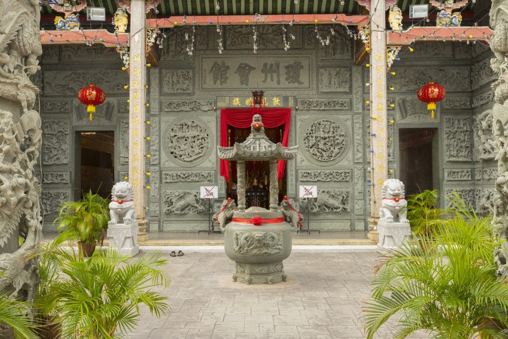 Penang, Malaysia - February 14,2019 : Beautiful view of Thean Hou Temple in Penang, Malaysia on February 14,2019.