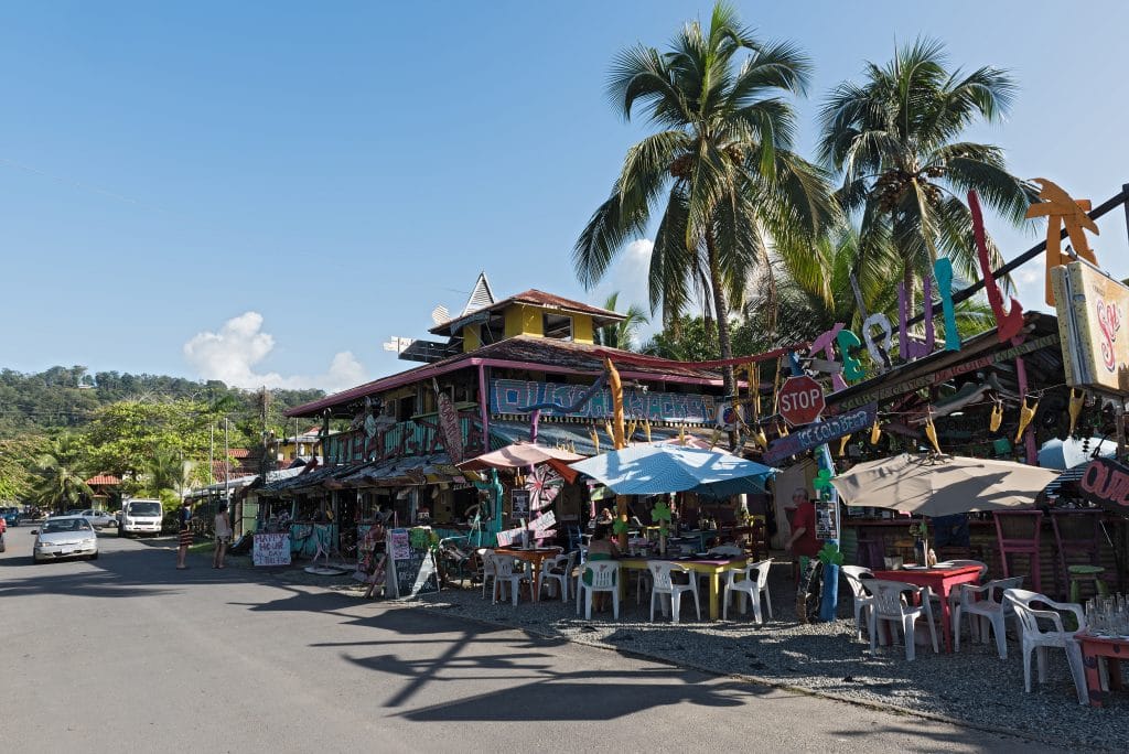 PUERTO VIEJO, COSTA RICA MARCH 18, 2017: Colorful bar and restaurante in Puerto Viejo, Costa Rica