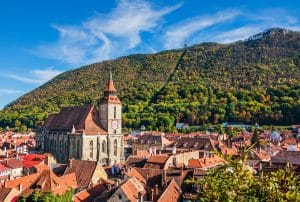 Brasov, Romania. The Black Church and Tampa mountain.