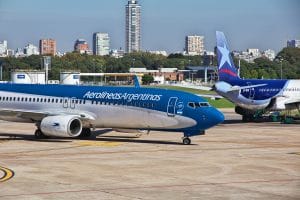 Buenos Aires, Argentina - 04 May 2016: The airplane in the airport of Buenos Aires, Argentina