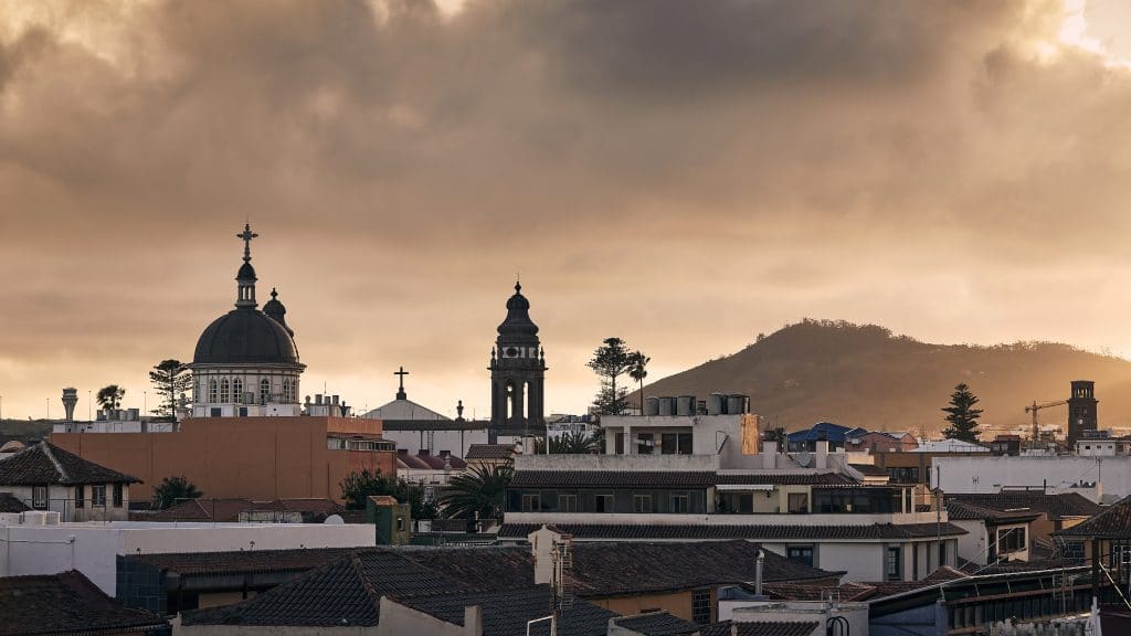 Cityscape San Cristobal de La Laguna at beautiful sunset. Tenerife, Canary Islands, Spain.