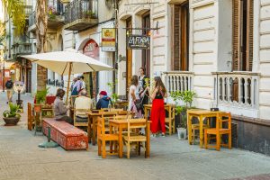 MONTEVIDEO, URUGUAY, FEBRAURY - 2018 - Rustic style bar at ciudad vieja district in Montevideo city, Uruguay