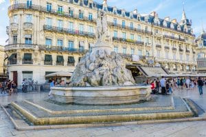 France Montpellier August 4 2016 Busy streets of french town Montpellier