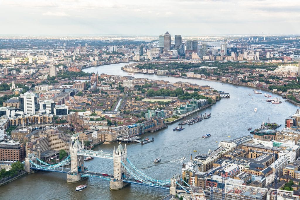 London, Uk - July 03, 2013. London Tower Bridge And Canary Wharf