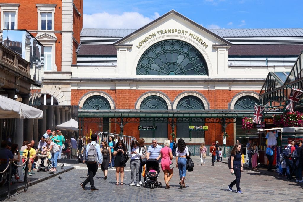 LONDON, UK - JULY 6, 2016: People visit Covent Garden in London, UK. London is the most populous city in the UK with 13 million people living in its metro area.