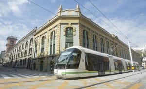 Medellin, Antioquia / Colombia - February 02, 2017. The Medellín tramway is a means of rail transportation, urban electric passenger and operates in the city of Medellín.