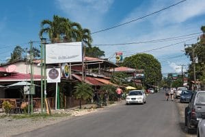 PUERTO VIEJO DE TALAMANCA, COSTA RICA- APRIL 25, 2017: View of a street in Puerto Viejo de Talamanca, Costa Rica