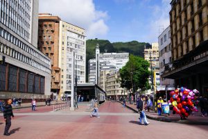 BOGOTA, COLOMBIA, JUNE 28, 2019: Street scene in Bogota, Colombia, South America