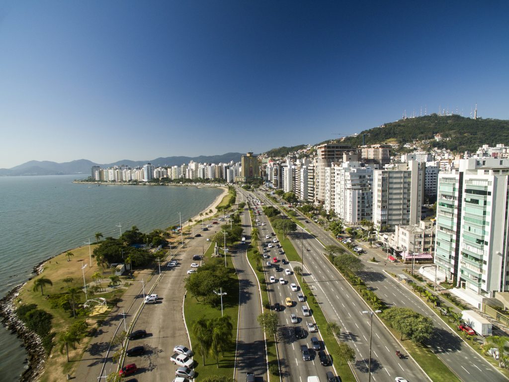 Beach and buildings Beira Mar Norte / Florianopolis. Santa Catarina Brazil. July 2017