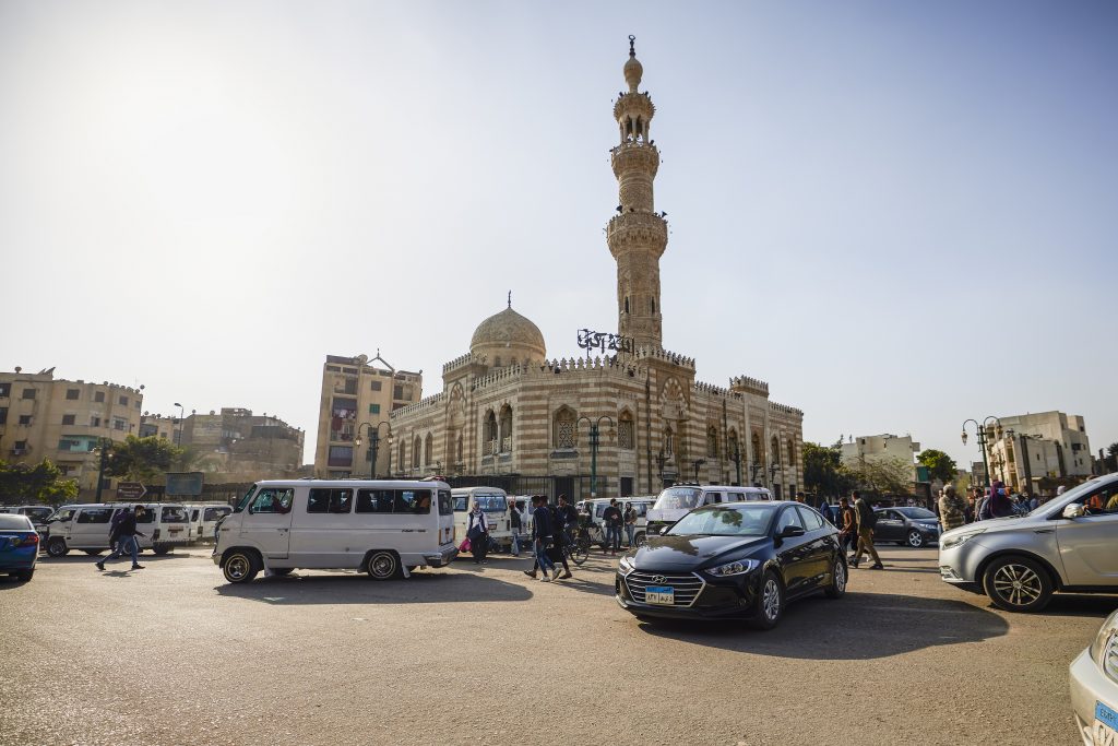 Cairo, Egypt - April 23, 2021: images with streets and architecture in Cairo, Year of the Coronavirus Pandemic.