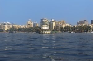 Cairo, Egypt - January 05, 2022: View of Cairo city and the Nile river in Egypt