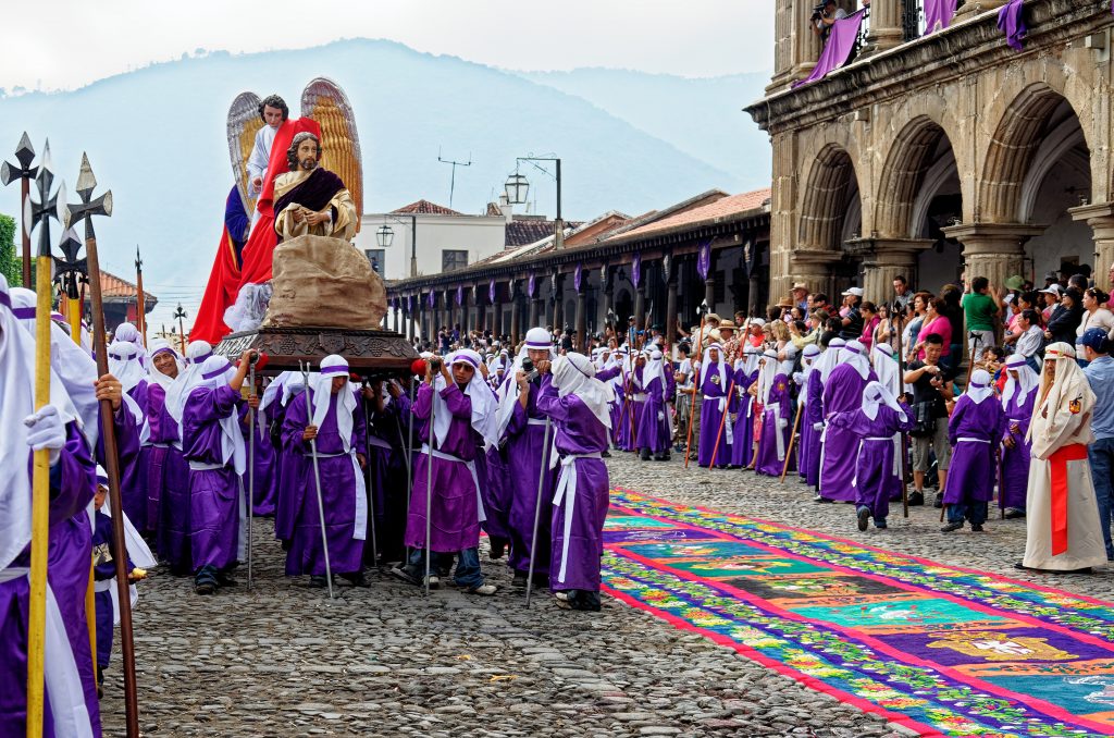 The Good Friday Procession during Holy Week (Semana Santa) in UNESCO World Heritage Site Antigua, Guatemala - 22nd of April 2011