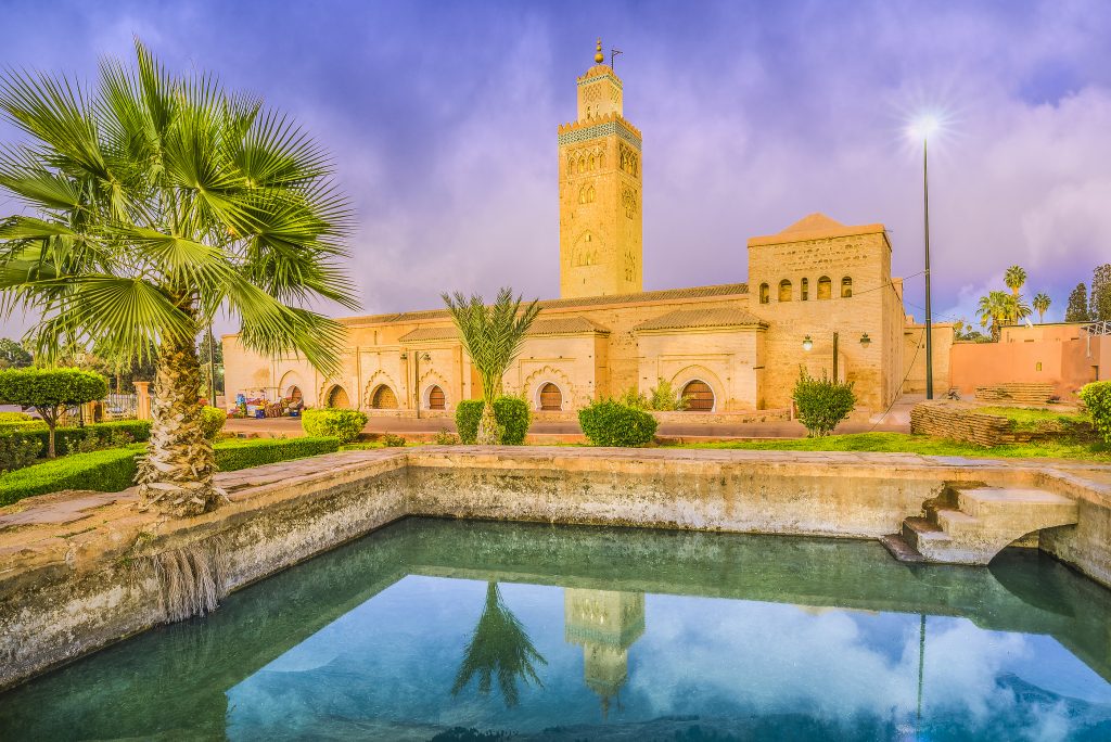 Koutoubia Mosque at twilight time, Marrakesh, Morocco