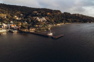 Pier with villas in the tropics of Brazil. Florianopolis