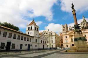 SAO PAULO, BRAZIL - MAY 9, 2019: Patio do Colegio square in Sao Paulo downtown, Brazil