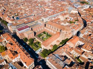 Arts aerial panoramic view, a fine arts museum in Toulouse city