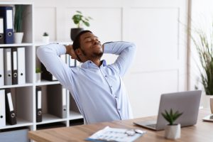 Relaxed african american young manager