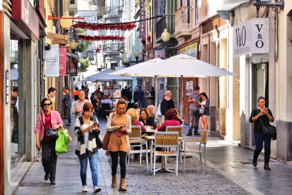 Las Palmas, Spain - November 30, 2015: People Visit Triana Shopp