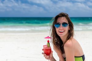 Young Cute Woman With Fresh Juice