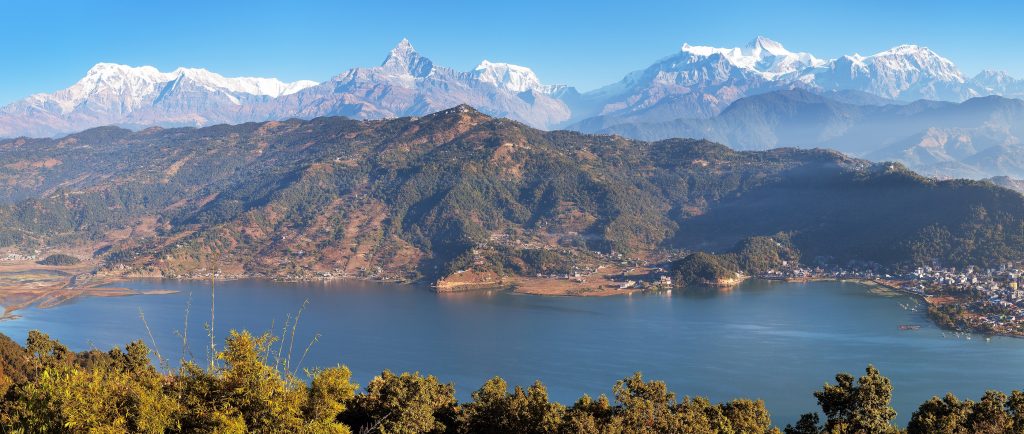 Panoramic View Of Mount Annapurna, Himalayan Range, Pokhara And