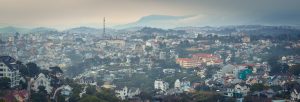 Vietnam's littel Paris Da Lat cityscape. Copy of Eiffel tower on