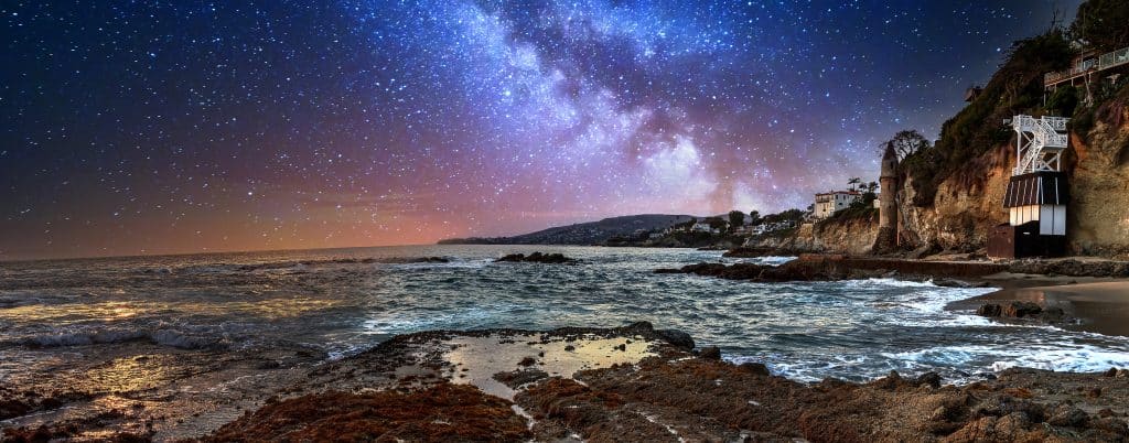 Milky Way Over Pirates Tower At Victoria Beach In Laguna Beach,