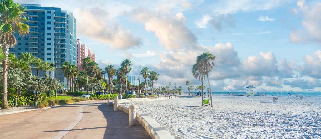 Beautiful Clearwater Beach With White Sand In Florida Usa