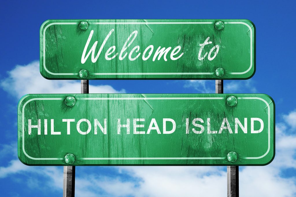 Welcome to hilton head island green road sign