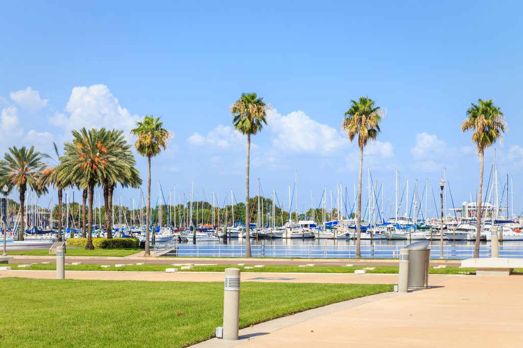 Bay with yachts in St. Petersburg, Florida, USA