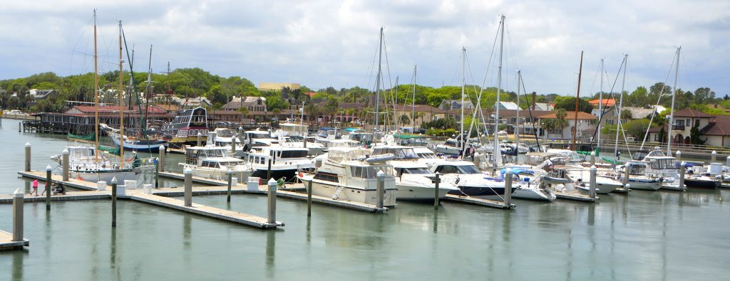 Boat and yacht marina at historic St. Augustine, Florida, USA