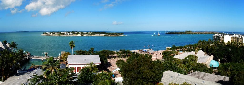 The panoramic view of Key West town and surrounding islands (Florida).