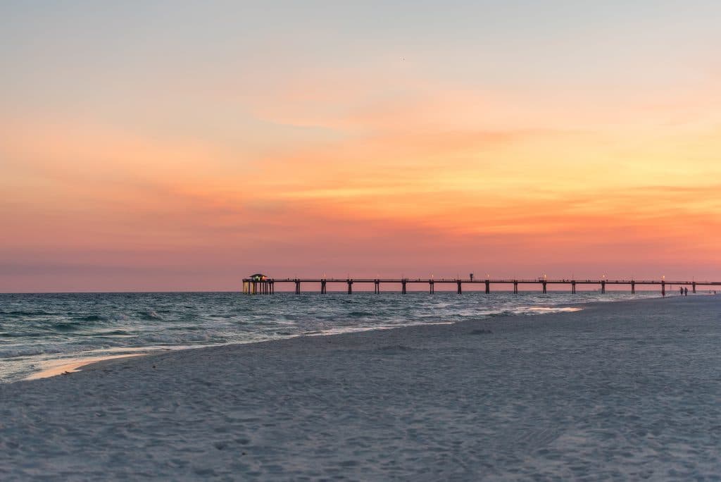 Stock Photography: Photo Of Sunset Over The Fishing Pier On Okal