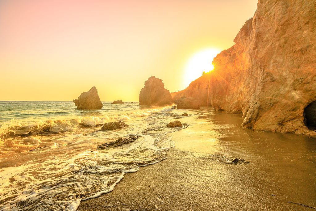 Scenic El Matador State Beach, California, United States. Sunset