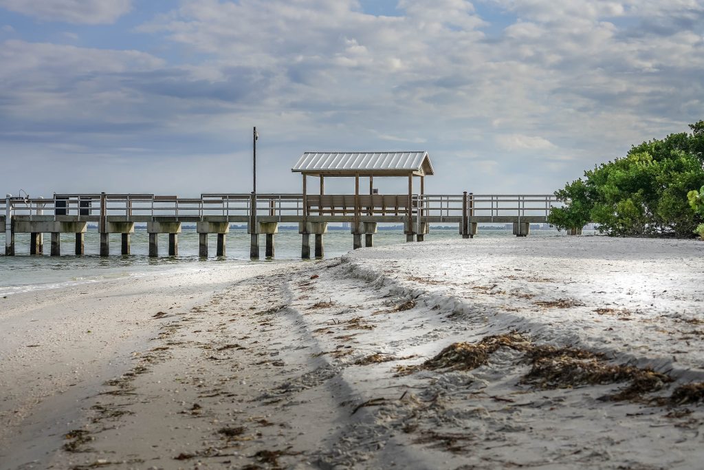 Fishing pier at the beach on Sanibel Island