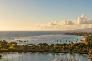 Scenic Aerial View Of Magic Island, Kahanamoku Lagoon, Marine, A