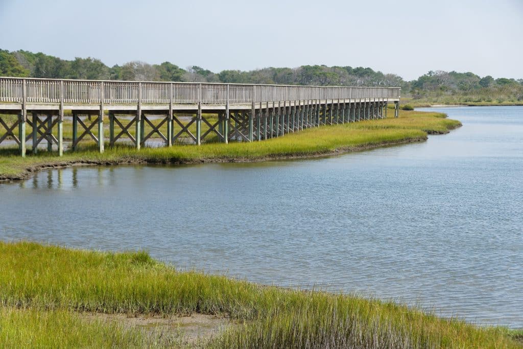 The Wooden Boardwalk By The Bay Near Assateague Island, Maryland