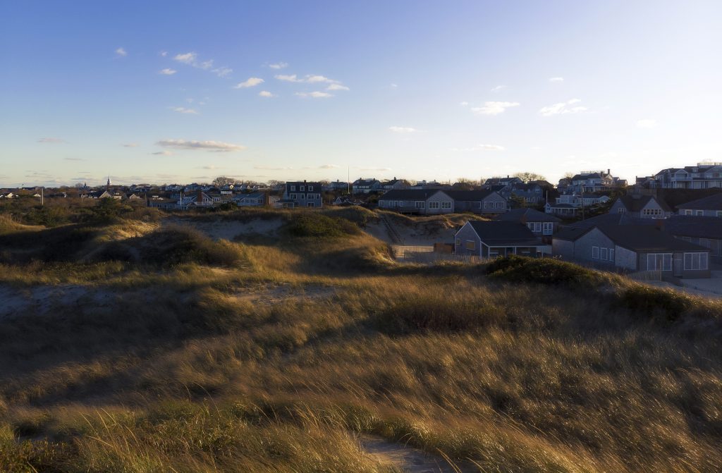 Beautiful Aerial View from Above, Sunset on Nantucket Island, Massachusetts