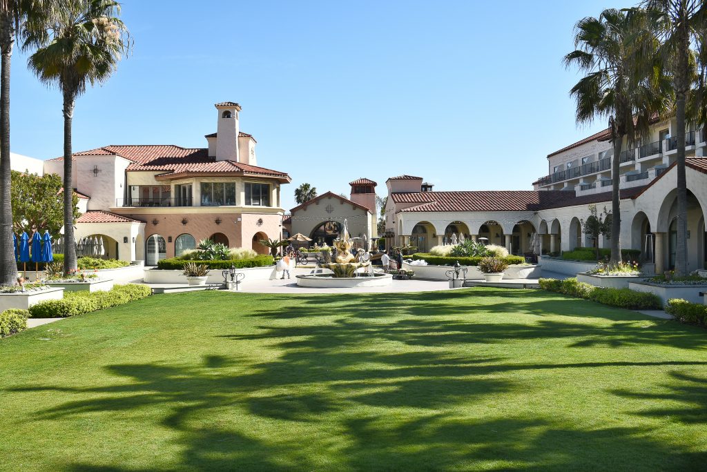 HUNTINGTON BEACH, CA - MARCH 25, 2015: Hyatt Regency Hotel. The grounds at the luxury hotel on PCH in Huntington Beach, California.