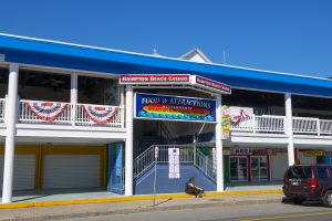 HAMPTON, NH, USA - SEP. 27, 2019: Historic Hampton Beach Casino Ballroom at the corner of Ocean Boulevard between D and F Street in Hampton Beach, town of Hampton, New Hampshire NH, USA.